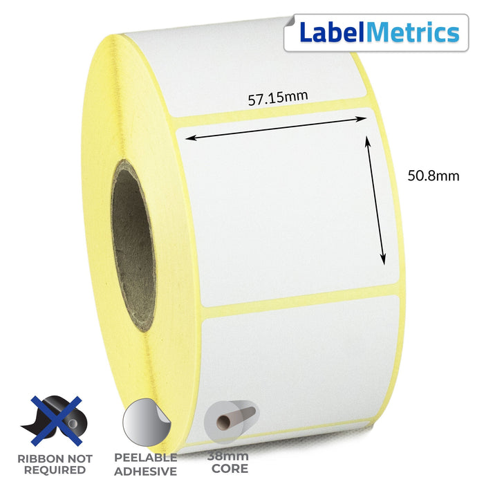 57.15 x 50.8mm Direct Thermal Labels - Removable Adhesive