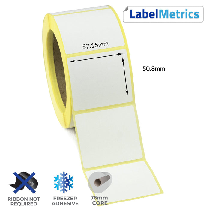 57.15 x 50.8mm Direct Thermal Labels - Freezer Adhesive