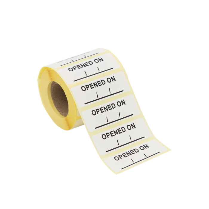 Freezer-Grade 'Opened On' Date Labels, 50mm x 17mm, 1000 Labels per Roll, White