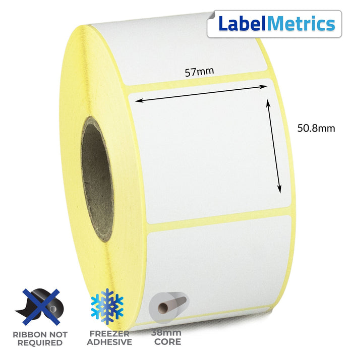 57 x 50.8mm Direct Thermal Labels - Freezer Adhesive