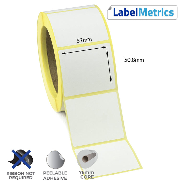 57 x 50.8mm Direct Thermal Labels - Removable Adhesive