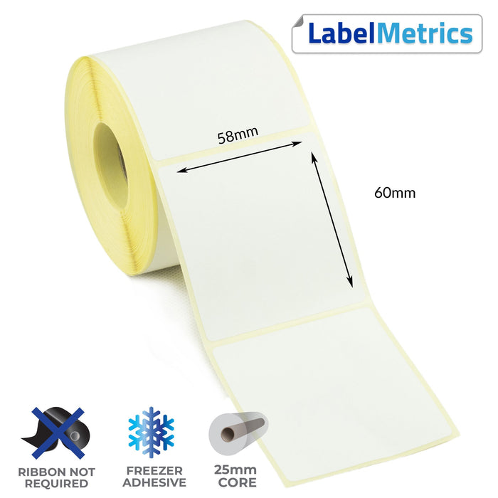 58 x 60mm Direct Thermal Labels - Freezer Adhesive