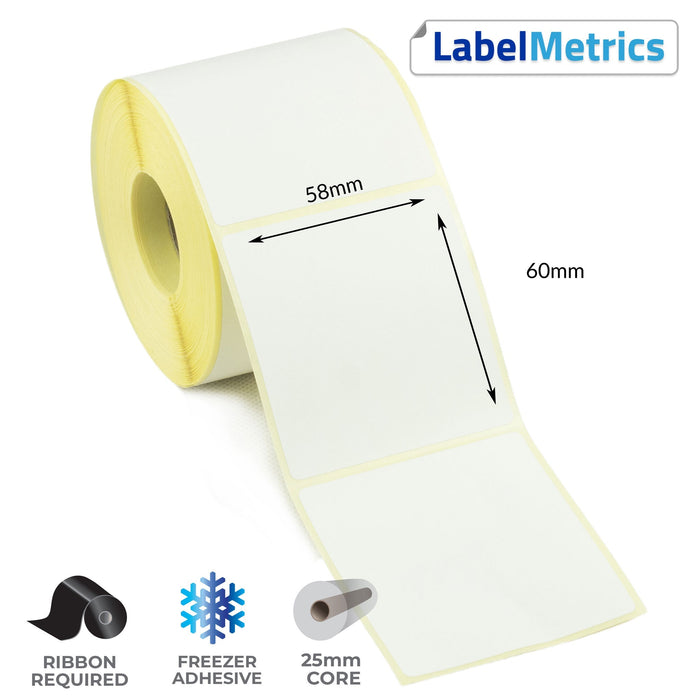 58 x 60mm Thermal Transfer Labels - Freezer Adhesive