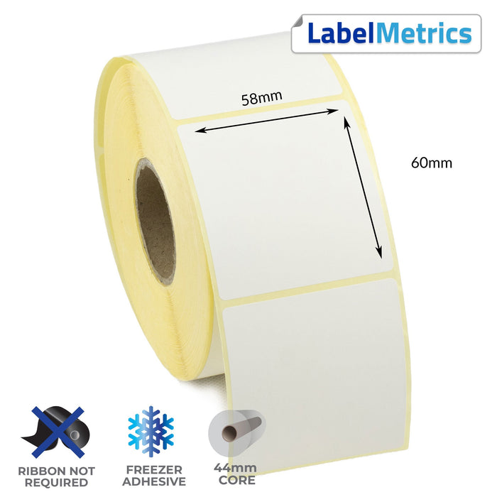 58 x 60mm Direct Thermal Labels - Freezer Adhesive