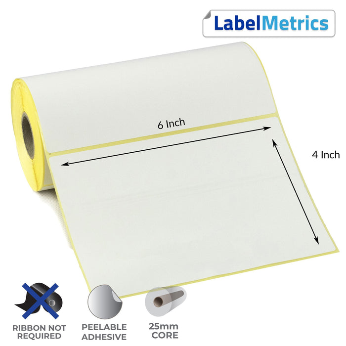 6x4 Inch Direct Thermal Labels - Removable Adhesive