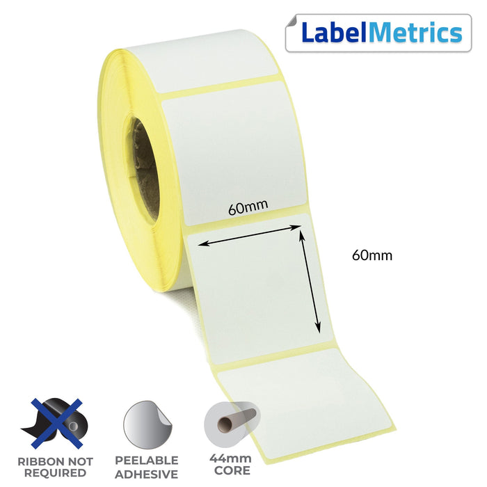 60 x 60mm Direct Thermal Labels - Removable Adhesive