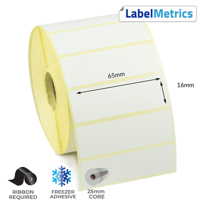 65 x 16mm Thermal Transfer Labels - Freezer Adhesive