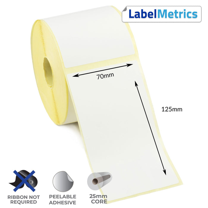 70 x 125mm Direct Thermal Labels - Removable Adhesive