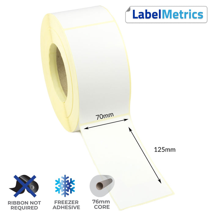 70 x 125mm Direct Thermal Labels - Freezer Adhesive