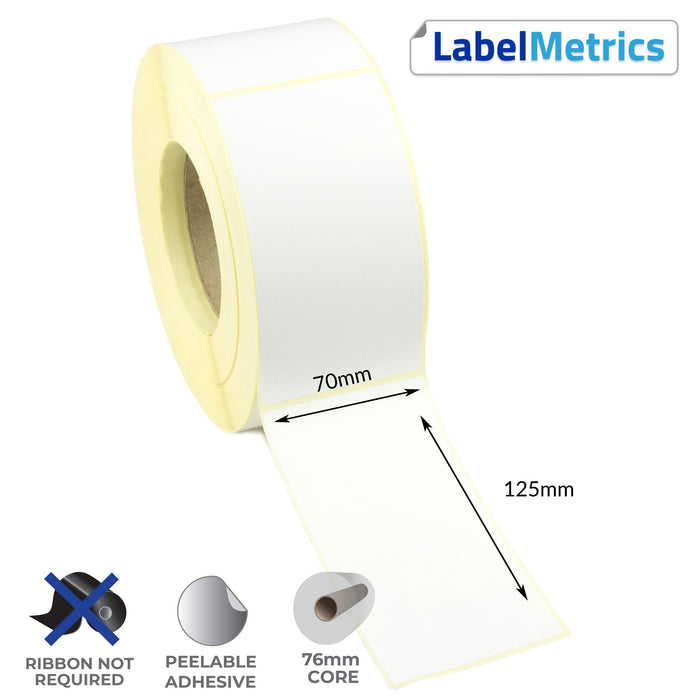 70 x 125mm Direct Thermal Labels - Removable Adhesive