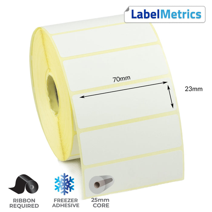 70 x 23mm Thermal Transfer Labels - Freezer Adhesive