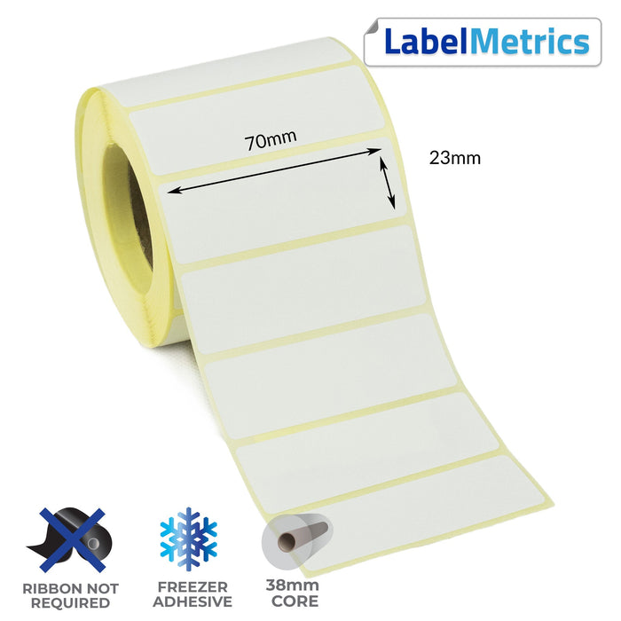 70 x 23mm Direct Thermal Labels - Freezer Adhesive