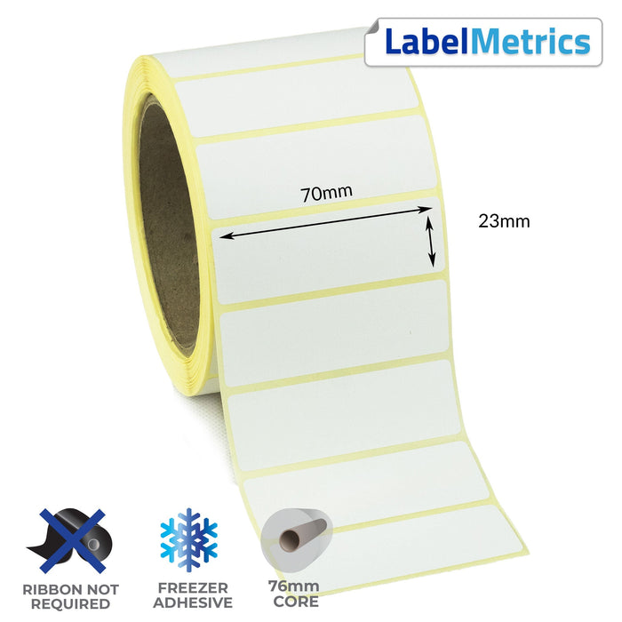 70 x 23mm Direct Thermal Labels - Freezer Adhesive