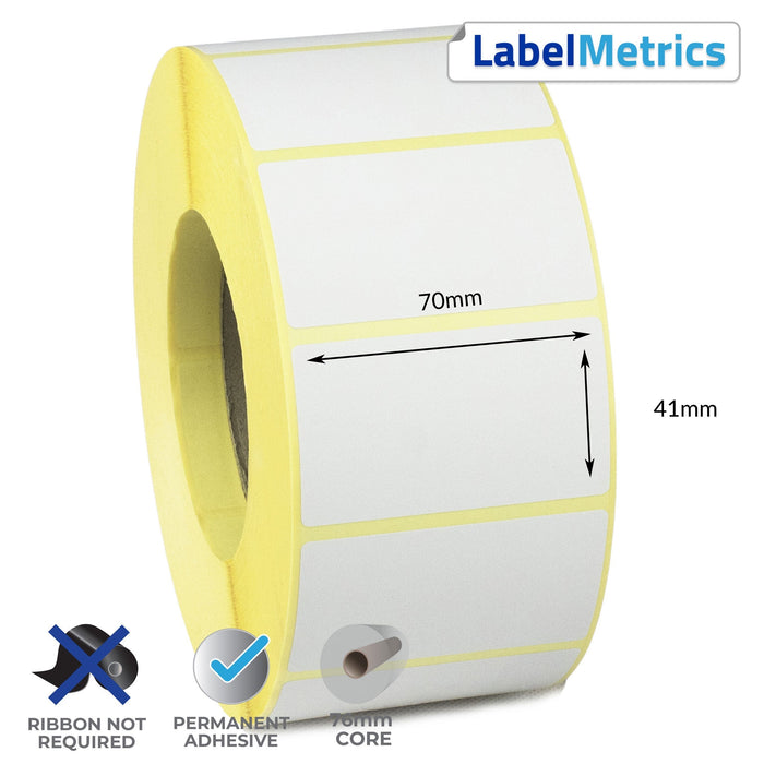 70 x 41mm Direct Thermal Labels - Permanent Adhesive