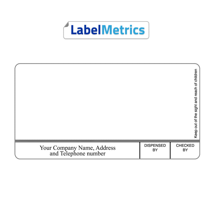 Custom Printed Dispensing Labels. 70mm x 35mm, Direct Thermal, Permanent adhesive. For NHS / Pharmacy
