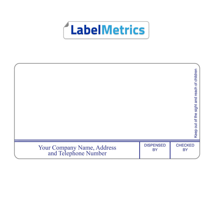 Custom Printed Dispensing Labels. 70mm x 35mm, Direct Thermal, Permanent adhesive. For NHS / Pharmacy