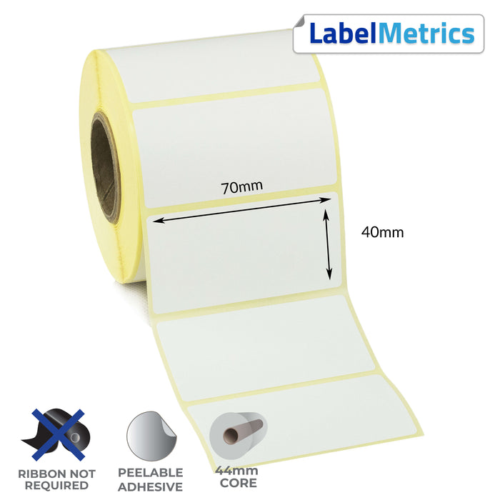 70 x 40mm Direct Thermal Labels - Removable Adhesive