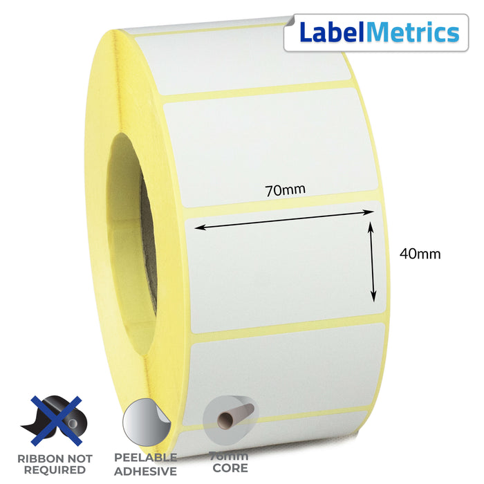 70 x 40mm Direct Thermal Labels - Removable Adhesive