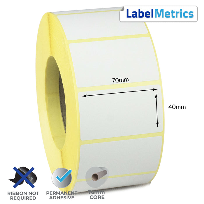 70 x 40mm Direct Thermal Labels - Permanent Adhesive