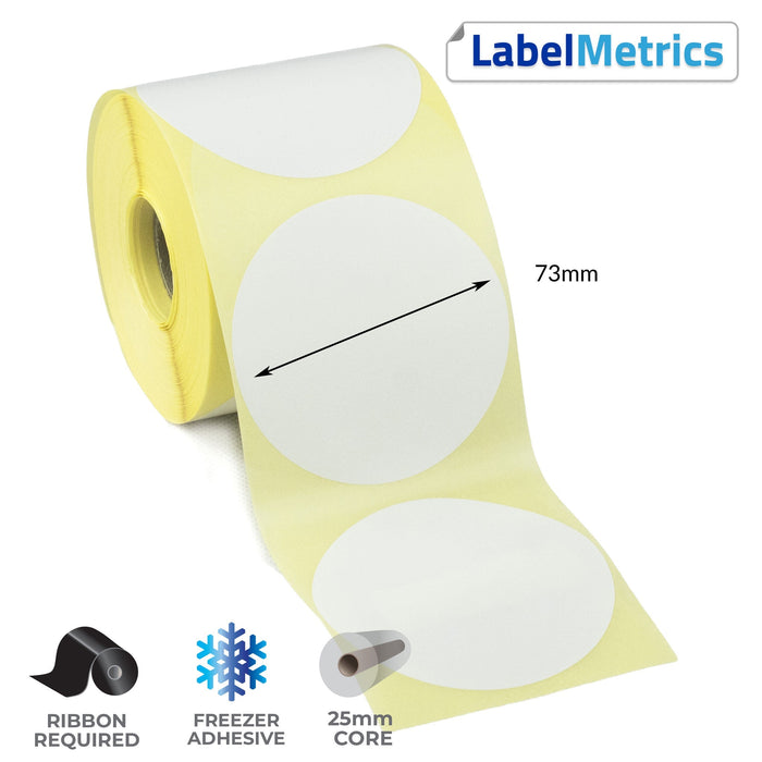 73mm Diameter Thermal Transfer Labels - Freezer Adhesive