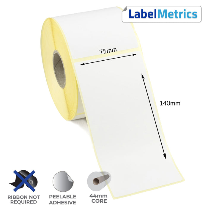 75 x 140mm Direct Thermal Labels - Removable Adhesive