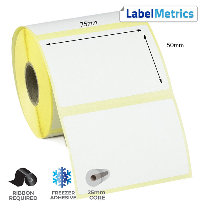 75 x 50mm Thermal Transfer Labels - Freezer Adhesive