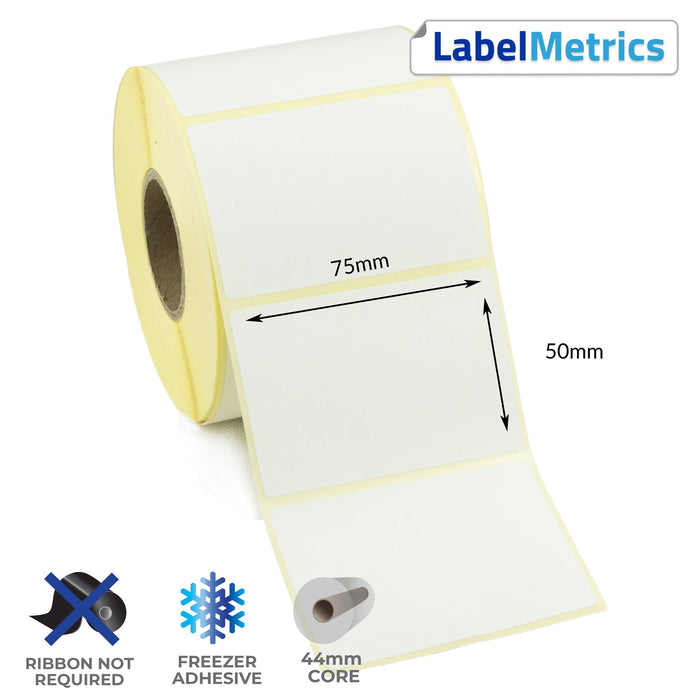 75 x 50mm Direct Thermal Labels - Freezer Adhesive