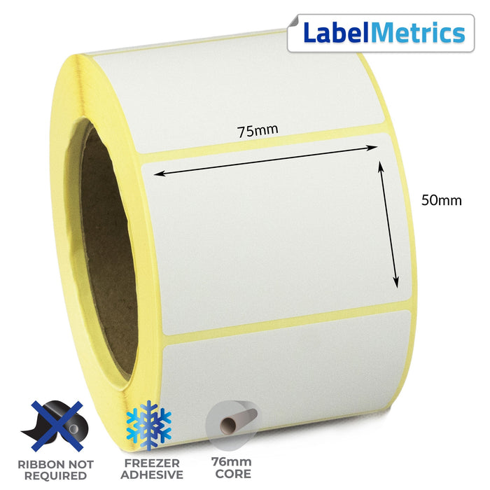 75 x 50mm Direct Thermal Labels - Freezer Adhesive