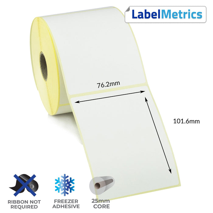 76.2 x 101.6mm Direct Thermal Labels - Freezer Adhesive