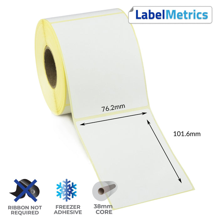 76.2 x 101.6mm Direct Thermal Labels - Freezer Adhesive