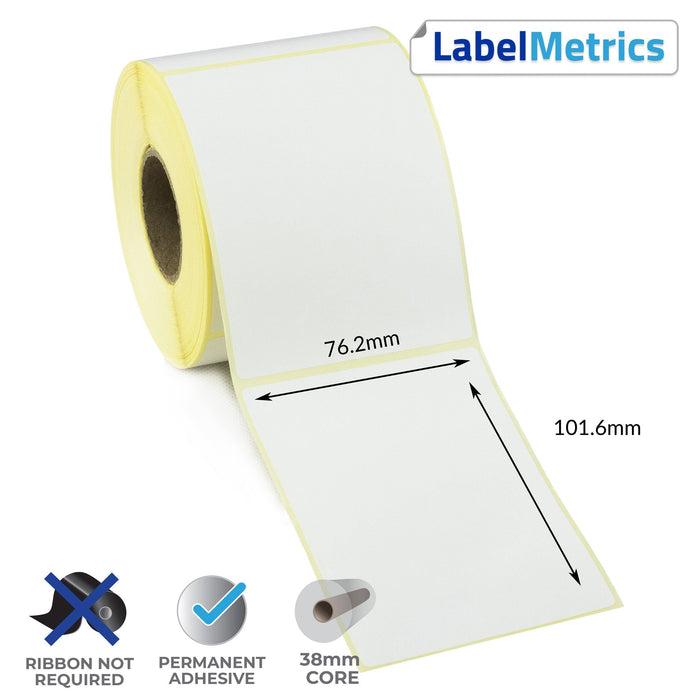 76.2 x 101.6mm Direct Thermal Labels - Permanent Adhesive