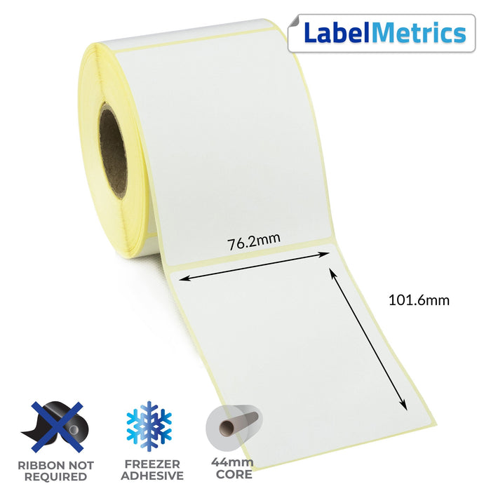 76.2 x 101.6mm Direct Thermal Labels - Freezer Adhesive