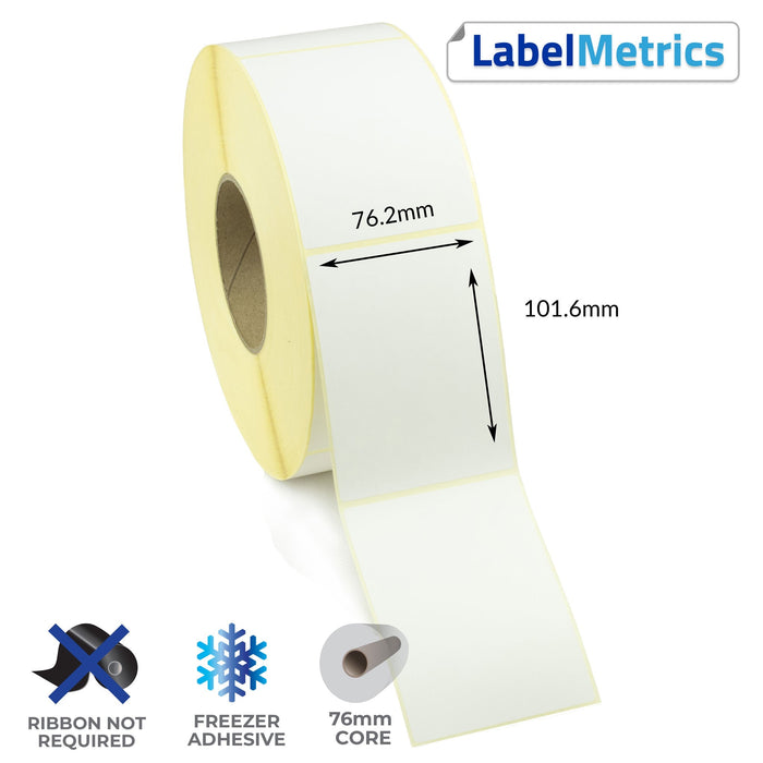 76.2 x 101.6mm Direct Thermal Labels - Freezer Adhesive