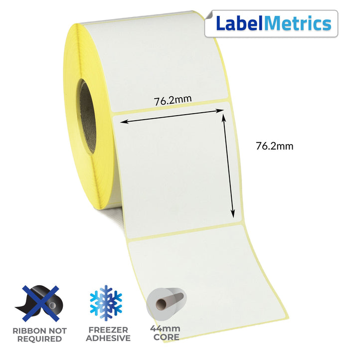 76.2 x 76.2mm Direct Thermal Labels - Freezer Adhesive