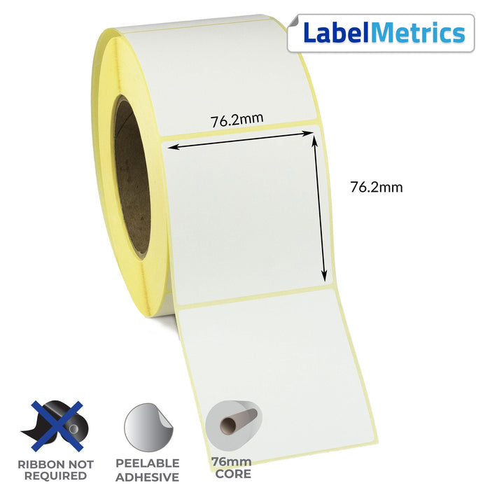 76.2 x 76.2mm Direct Thermal Labels - Removable Adhesive