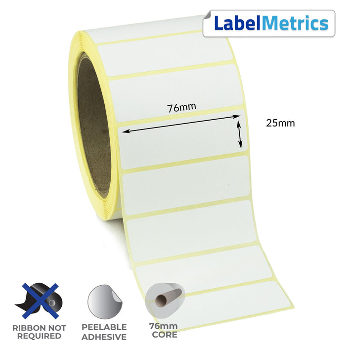 76 x 25mm Direct Thermal Labels - Removable Adhesive