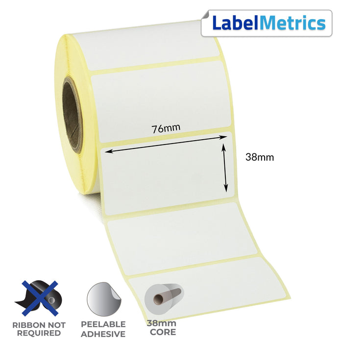 76 x 38mm Direct Thermal Labels - Removable Adhesive