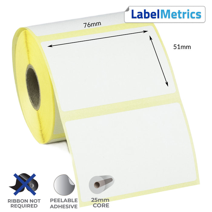 76 x 51mm Direct Thermal Labels - Removable Adhesive