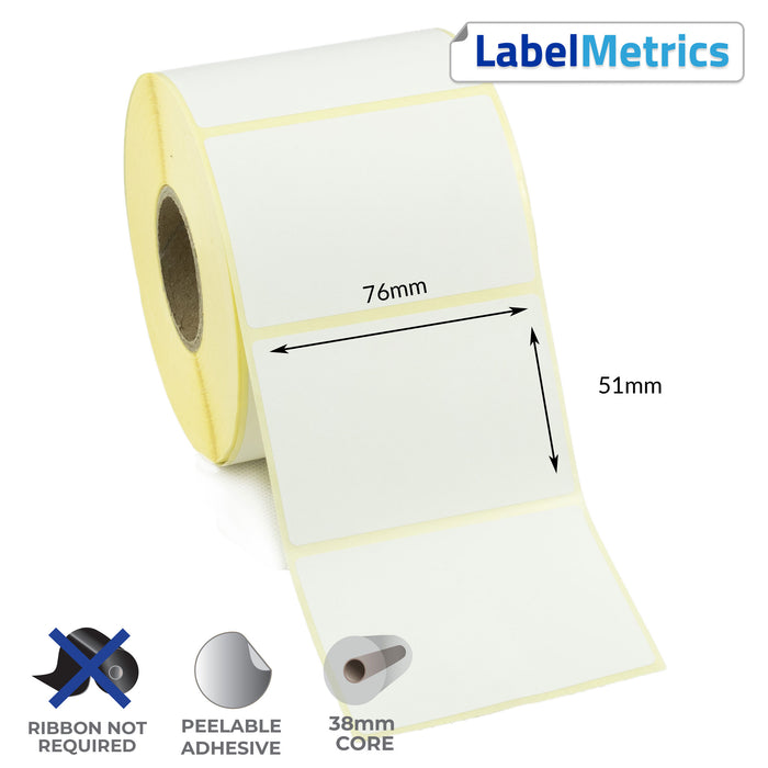 76 x 51mm Direct Thermal Labels - Removable Adhesive