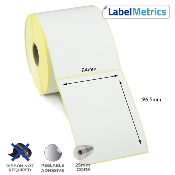84 x 96.5mm Direct Thermal Labels - Removable Adhesive