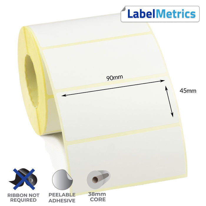 90 x 45mm Direct Thermal Labels - Removable Adhesive