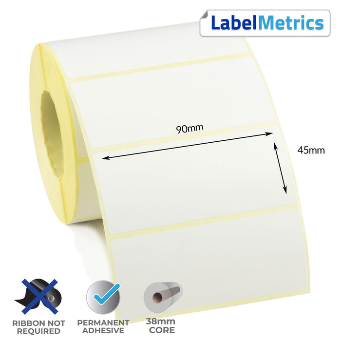 90 x 45mm Direct Thermal Labels - Permanent Adhesive