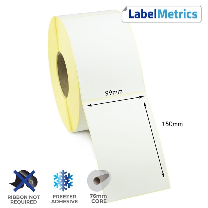 99 x 150mm Direct Thermal Labels - Freezer Adhesive