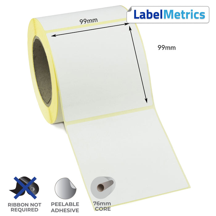 99 x 99mm Direct Thermal Labels - Removable Adhesive