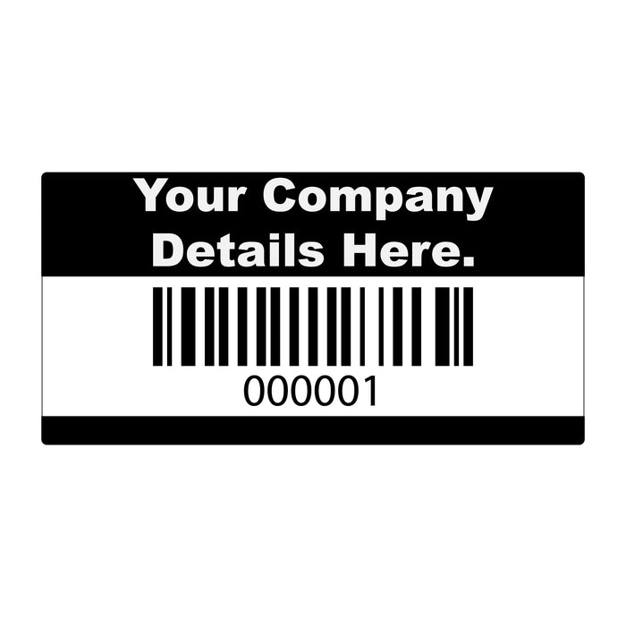 50mm x 25mm Custom Asset Labels, Matt Polypropylene, Permanent adhesive.