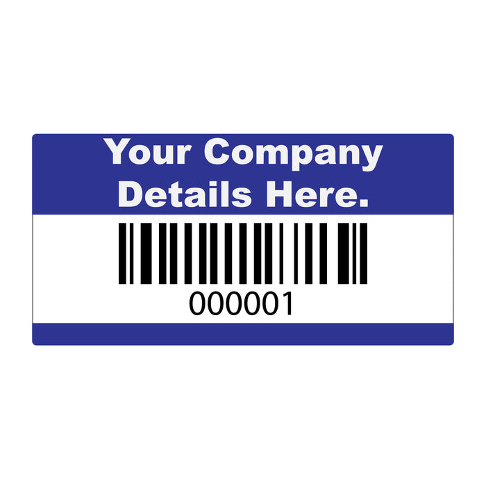 50mm x 25mm Custom Asset Labels, Matt Polypropylene, Permanent adhesive.