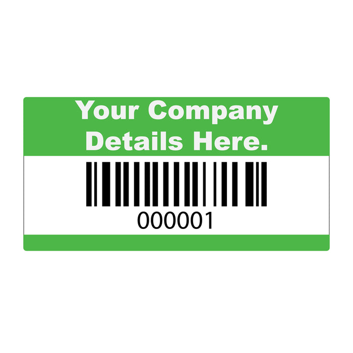 50mm x 25mm Custom Asset Labels, Matt Polypropylene, Permanent adhesive.