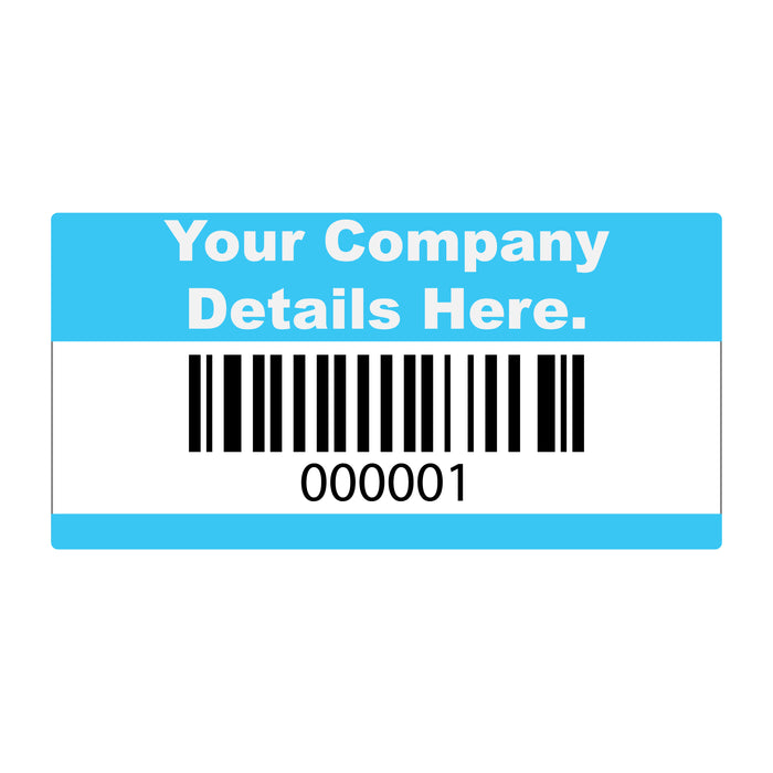 50mm x 25mm Custom Asset Labels, Matt Polypropylene, Permanent adhesive.