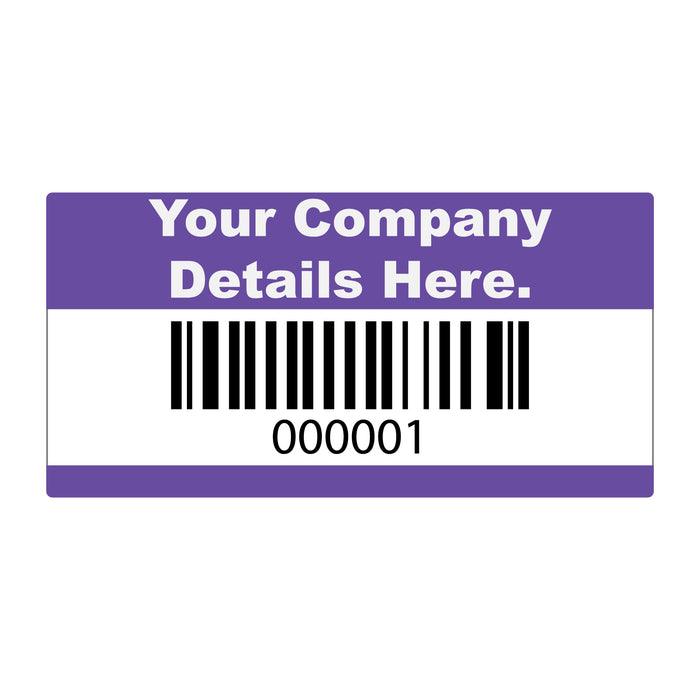 50mm x 25mm Custom Asset Labels, Matt Polypropylene, Permanent adhesive.