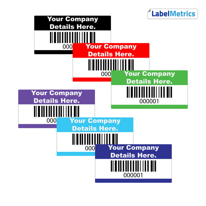 50mm x 25mm Custom Asset Labels, Matt Polypropylene, Permanent adhesive.